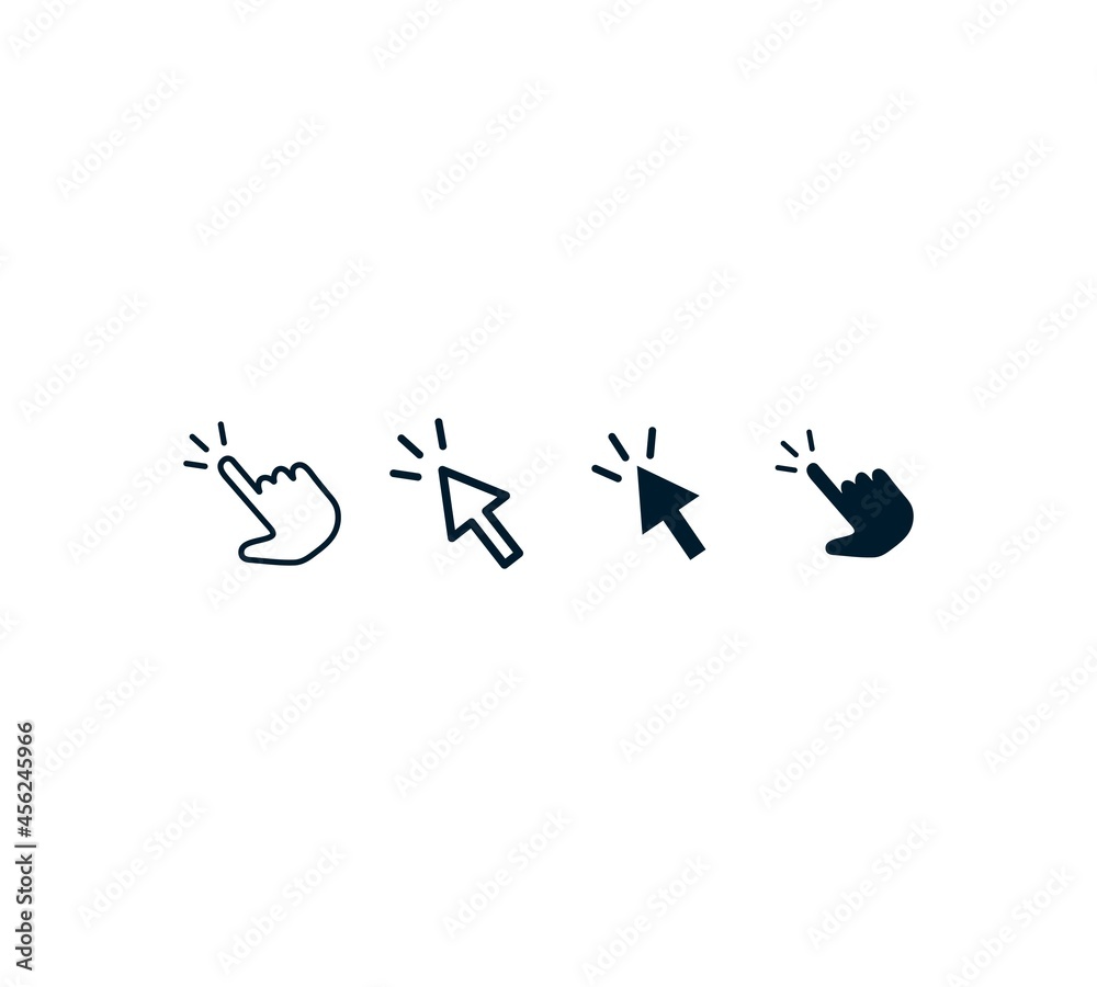 Mouse cursor arrows and hands flat style design vector icon collection Mouse cursor arrows and hands flat style design vector icon collection