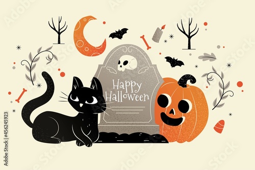 flat design vector illustration halloween background