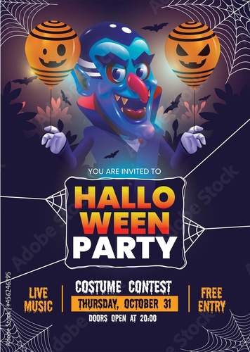 realistic halloween party poster template design vector illustration