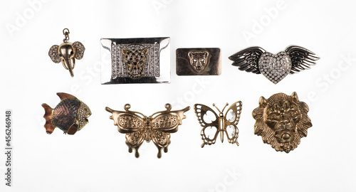 Canvastavla fashion accessory brooch, isolated on white,  butterfly , shiny beads, fashion