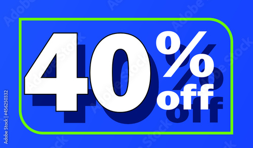 Sale tag 40 percent off - blue - for promotion offers and discounts