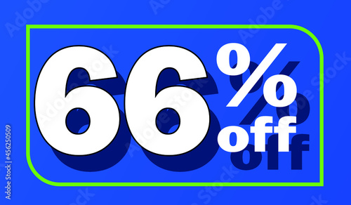 Sale tag 66 percent off - blue - for promotion offers and discounts