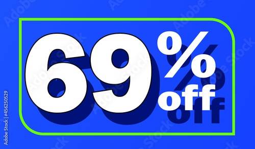 Sale tag 69 percent off - blue - for promotion offers and discounts