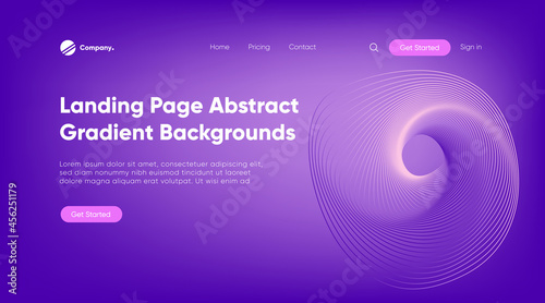 Spiral effect on violet background. Abstract greed gradient with soft blurry effect. Useful for Landing page, homepage, cover, header, banner, poster, ad, and more. 