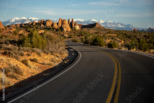 Road Curves Toward The Sand Dune Arch Area of Arches