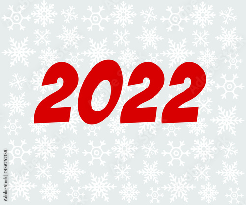Happy New Year 2022 greeting card with snowflakes