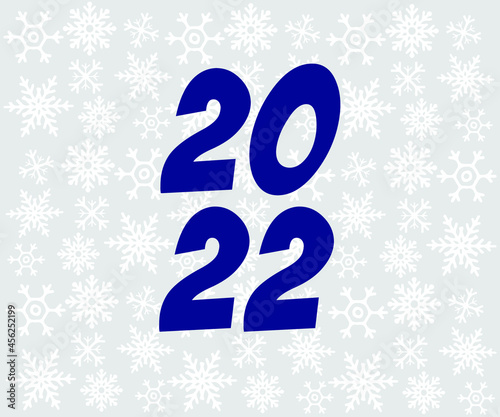 Happy New Year 2022 greeting card with snowflakes