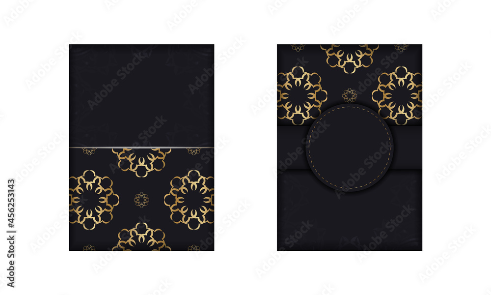 Black color flyer with gold abstract pattern Black color flyer with gold abstract pattern