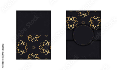 Black color flyer with gold abstract pattern