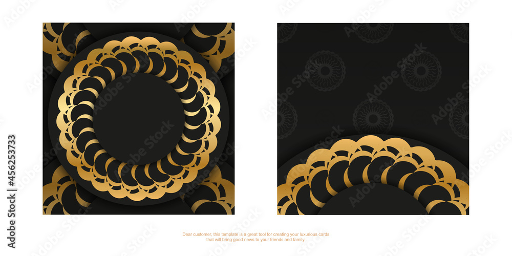 Black color flyer with golden indian pattern Black color flyer with golden indian pattern
