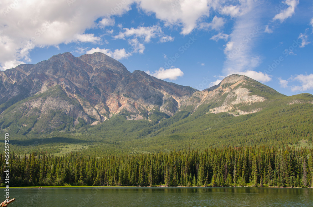 landscape on Pyramid Lake in Jasper in Canada