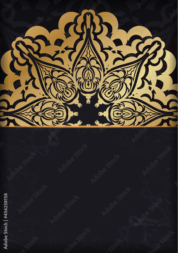 Dark color brochure with golden luxury pattern