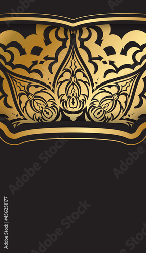 Dark color brochure with golden vintage pattern © Javvani