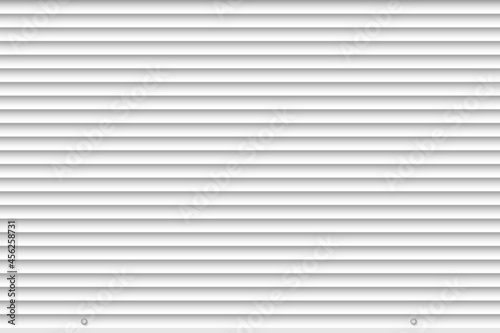 White closed roller shutter gate mockup template. Realistic rolling shutter door background. Metal roller garage door as background.