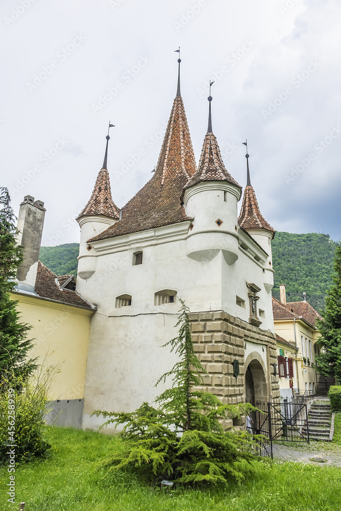 Catherine's Gate (Poarta Ecaterinei) was the principle entrance into the walled medieval city. Brasov, Transylvania, Romania.