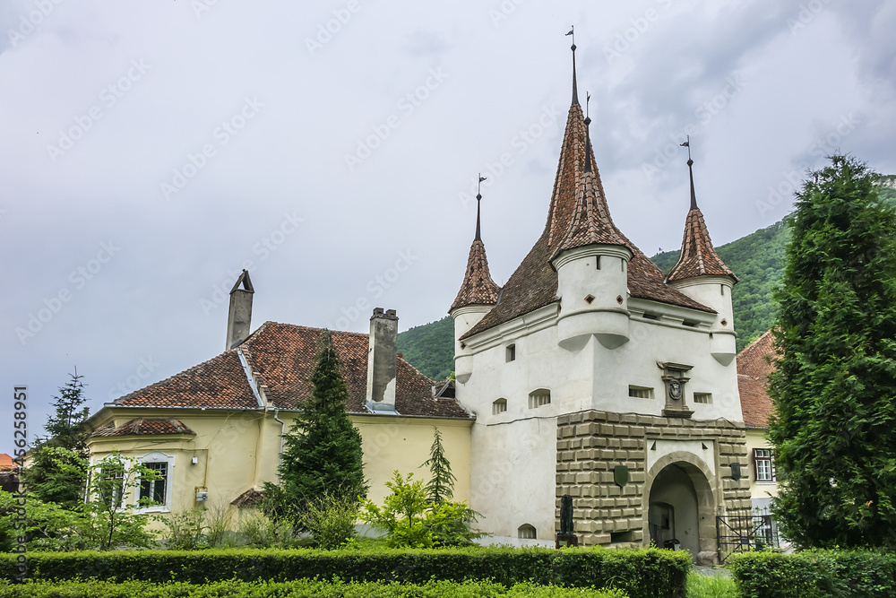 Catherine's Gate (Poarta Ecaterinei) was the principle entrance into the walled medieval city. Brasov, Transylvania, Romania.