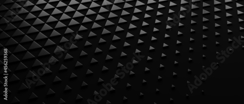 Black 3D background. Abstract triangles geometric.
