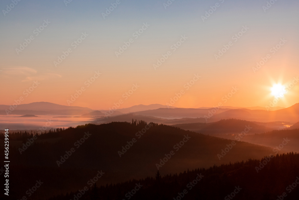 beautiful landscape with a sunrise over the mountains beautiful landscape with a sunrise over the mountains