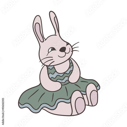 A toy bunny in a dress