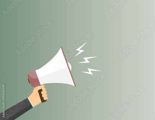 Info, marketing, megaphone. Vector illustration. Flat design.