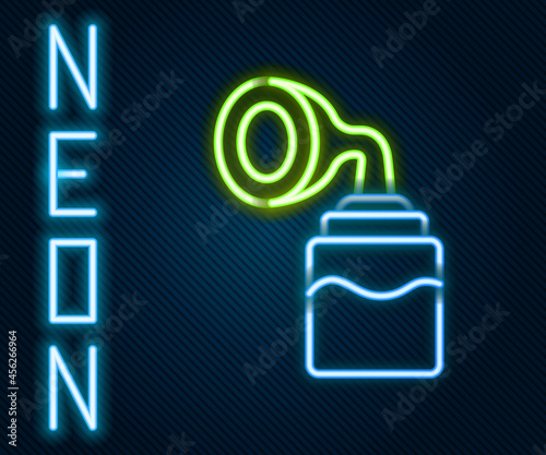 Glowing neon line Breast pump icon isolated on black background. Colorful outline concept. Vector