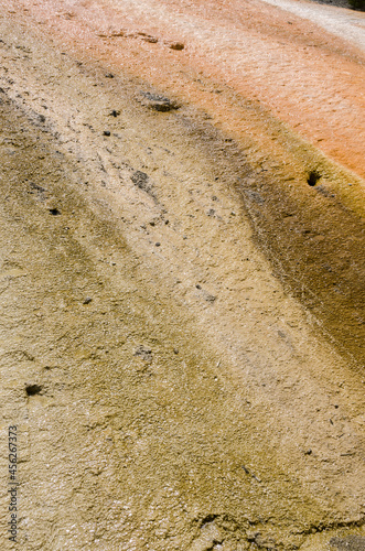 thermal springs and limestone formations at mammoth hot springs in Wyoming in America