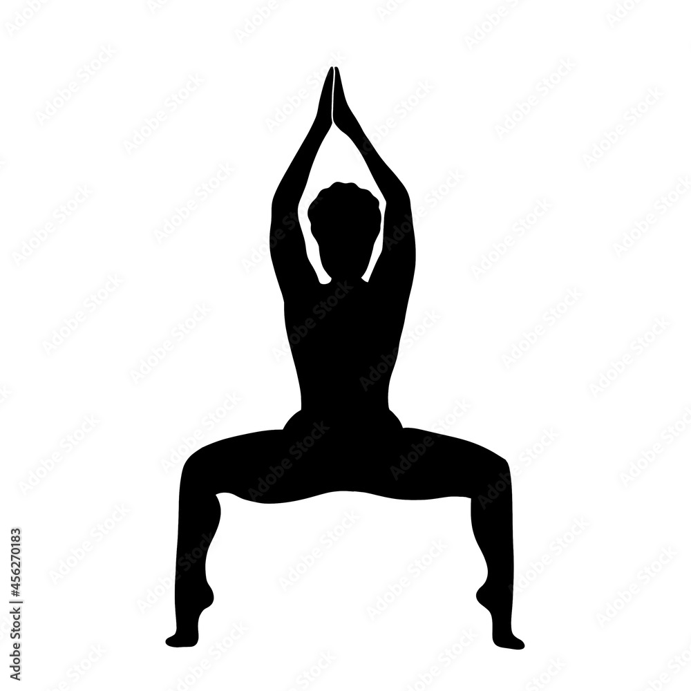 Silhouettes of woman doing yoga exercises. Black shapes of woman isolated on white background. Silhouettes of woman doing yoga exercises. Black shapes of woman isolated on white background.