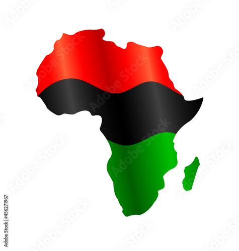africa continent shape with pan african flag