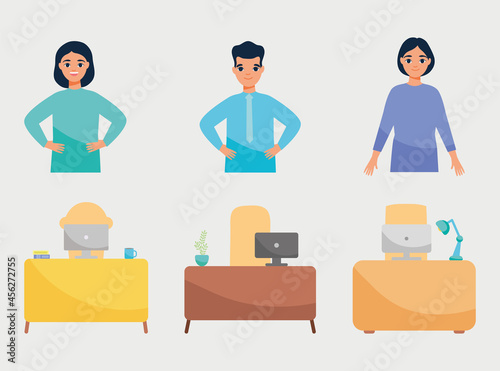 business people and desks