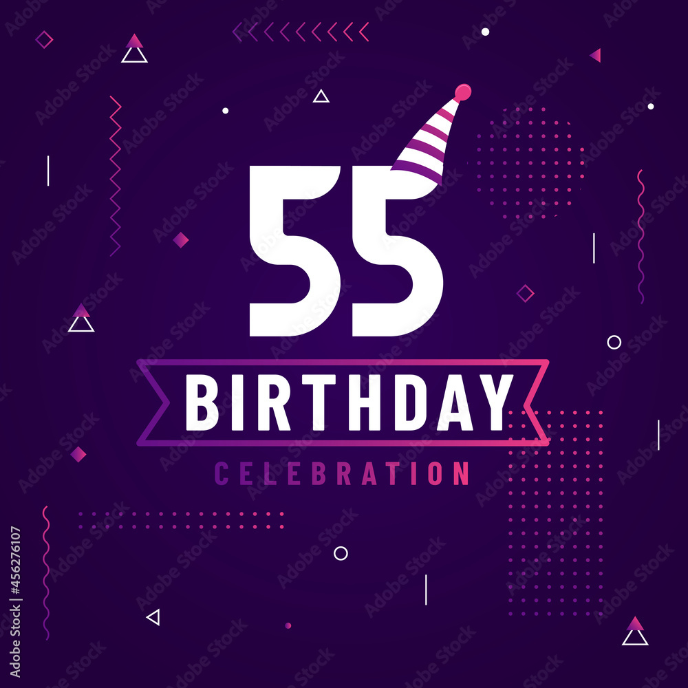 55 years birthday greetings card, 55 birthday celebration background free vector. 55 years birthday greetings card, 55 birthday celebration background free vector.