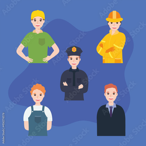 men professions icon set