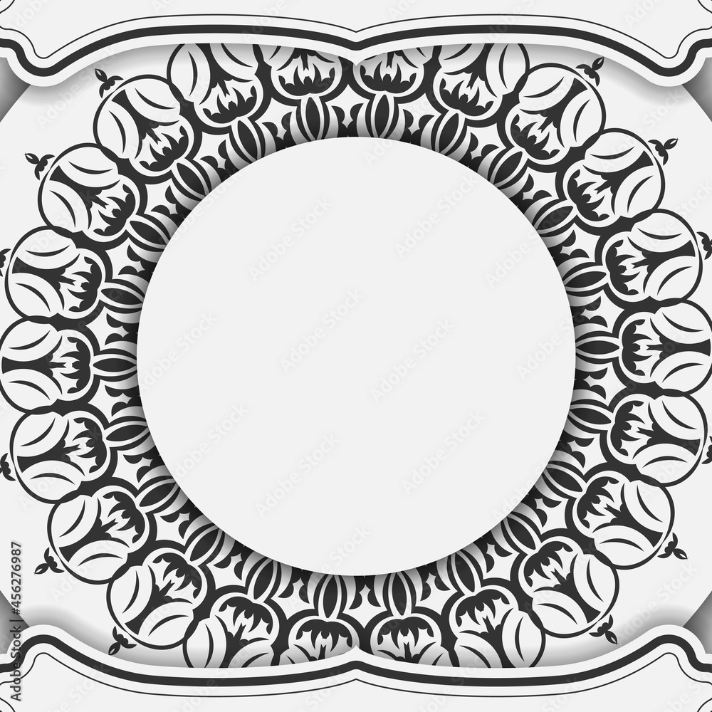 Ready-to-print postcard design White colors with mandalas. Invitation card template with place for your text and vintage ornaments. Ready-to-print postcard design White colors with mandalas. Invitation card template with place for your text and vintage ornaments.