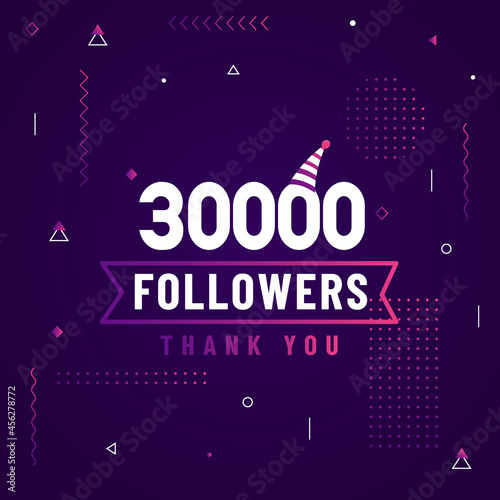 Thank you 30000 followers, 30K followers celebration modern colorful design.