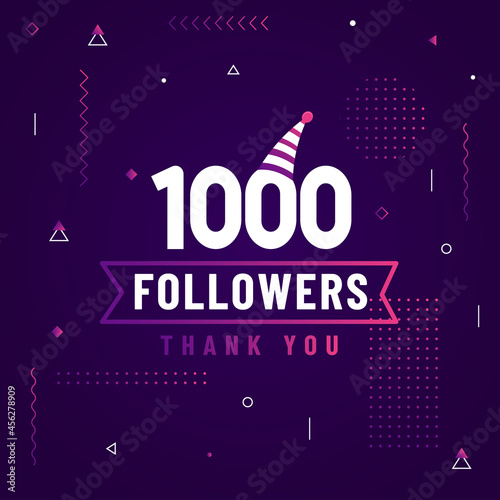 Thank you 1000 followers, 1K followers celebration modern colorful design.