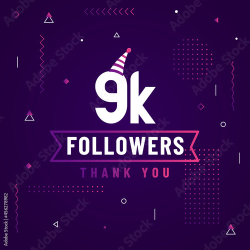 Thank you 9K followers, 9000 followers celebration modern colorful design.
