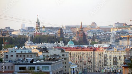 Moscow view towards Moscow city center roofs and Kremlin