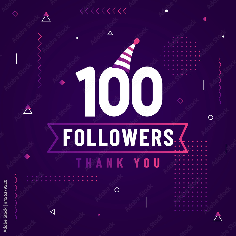 Thank you 100 followers celebration modern colorful design.