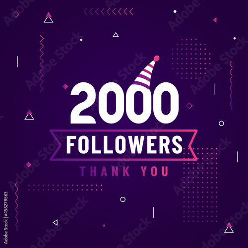 Thank you 2000 followers, 2K followers celebration modern colorful design.