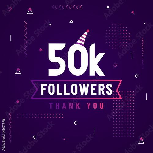 Thank you 50K followers, 50000 followers celebration modern colorful design.