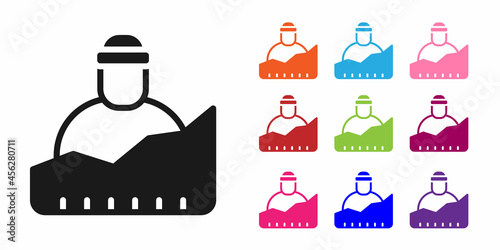Black Growth of homeless icon isolated on white background. Homelessness problem. Set icons colorful. Vector