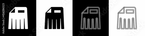 Set Paper shredder confidential and private document office information protection icon isolated on black and white background. Vector