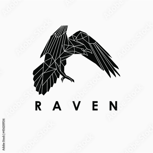 raven in flight logo design or tattoo 