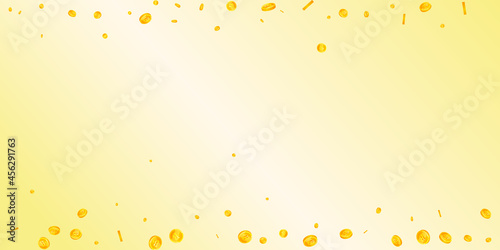 Thai baht coins falling. Favorable scattered THB coins. Thailand money. Impressive jackpot, wealth or success concept. Vector illustration.