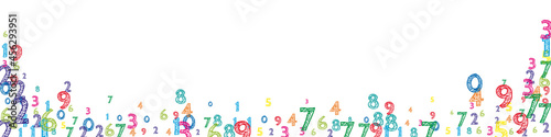 Falling colorful orderly numbers. Math study concept with flying digits. Nice back to school mathematics banner on white background. Falling numbers vector illustration.
