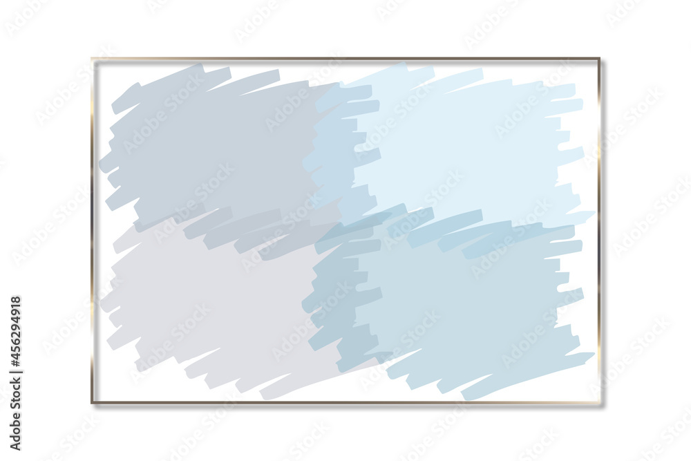 Illustration of abstract logo background of pastel colors in brush shape with square in gold