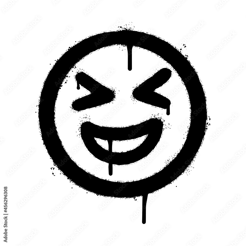 graffiti smiling face emoticon sprayed isolated on white background ...