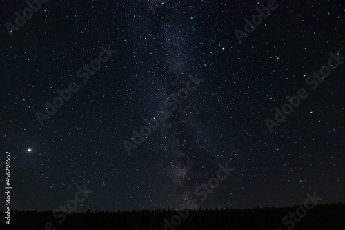 milky way dark night filmed in a Russian village