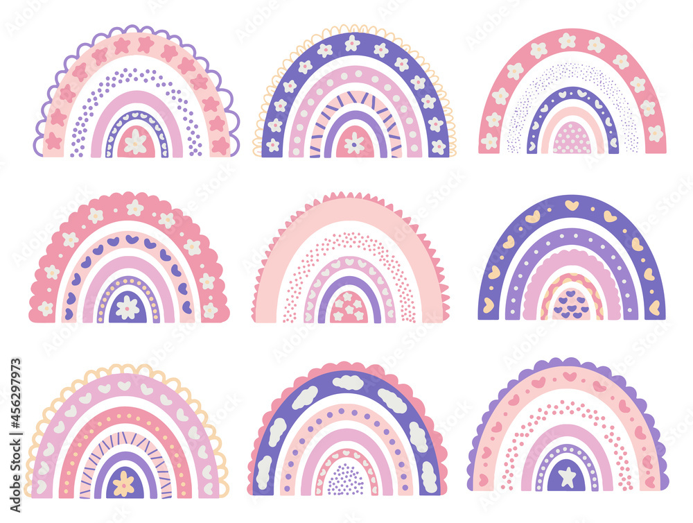 Pastel Pink and Purple Organic Rainbow Elements for Decoration Pastel Pink and Purple Organic Rainbow Elements for Decoration