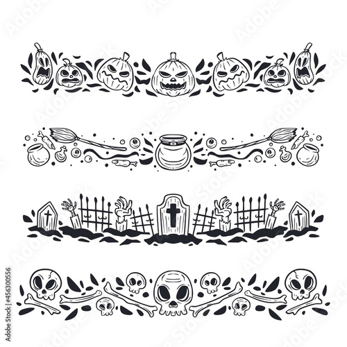 hand drawn halloween border collection
