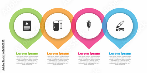 Set Patient record, Height geometrical figure, Syringe and Pipette. Business infographic template. Vector